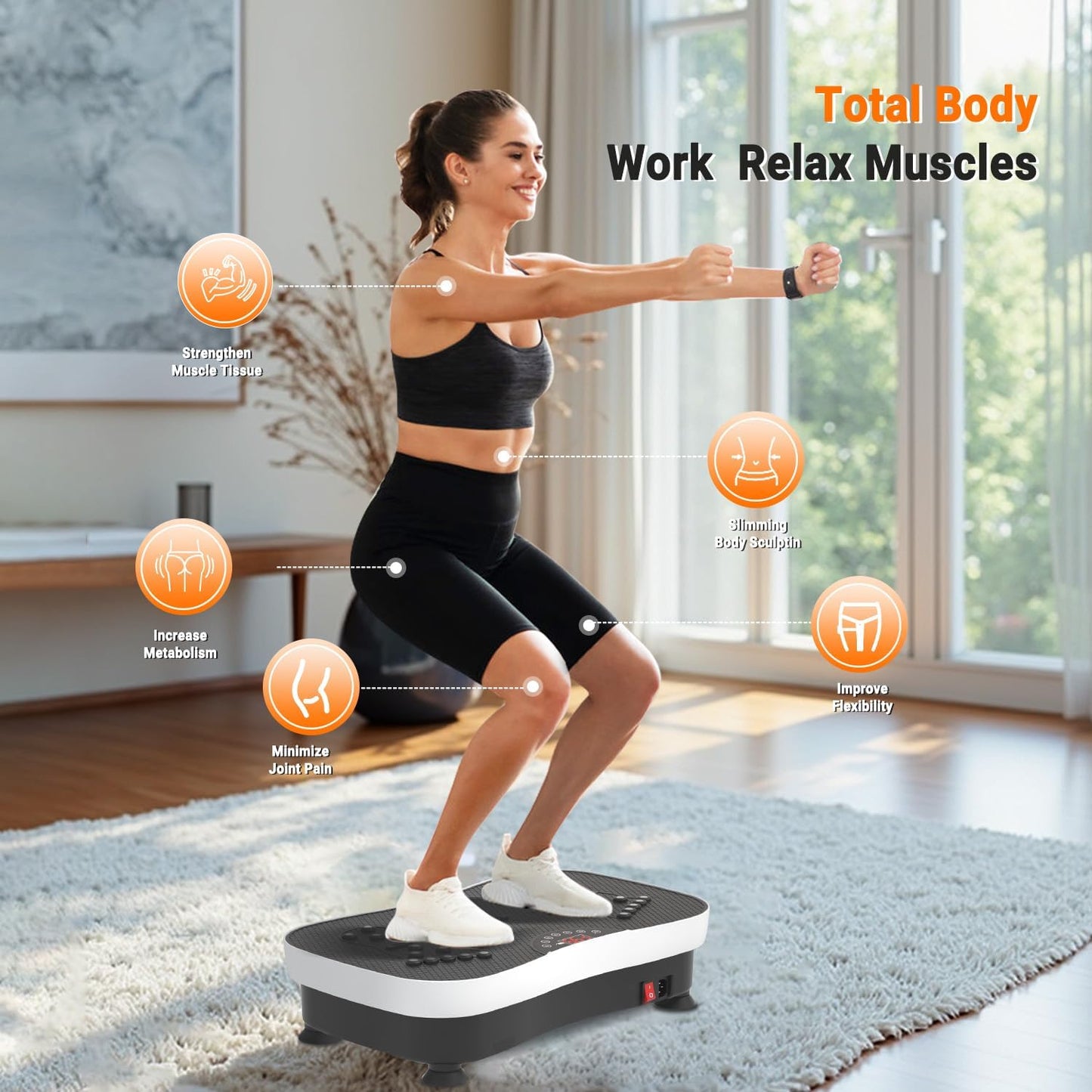 Vibration Plate Exercise Machine Whole Body Vibration Machine with Remote Control for Pain Relief, Lymphatic Drainage, Weight Loss