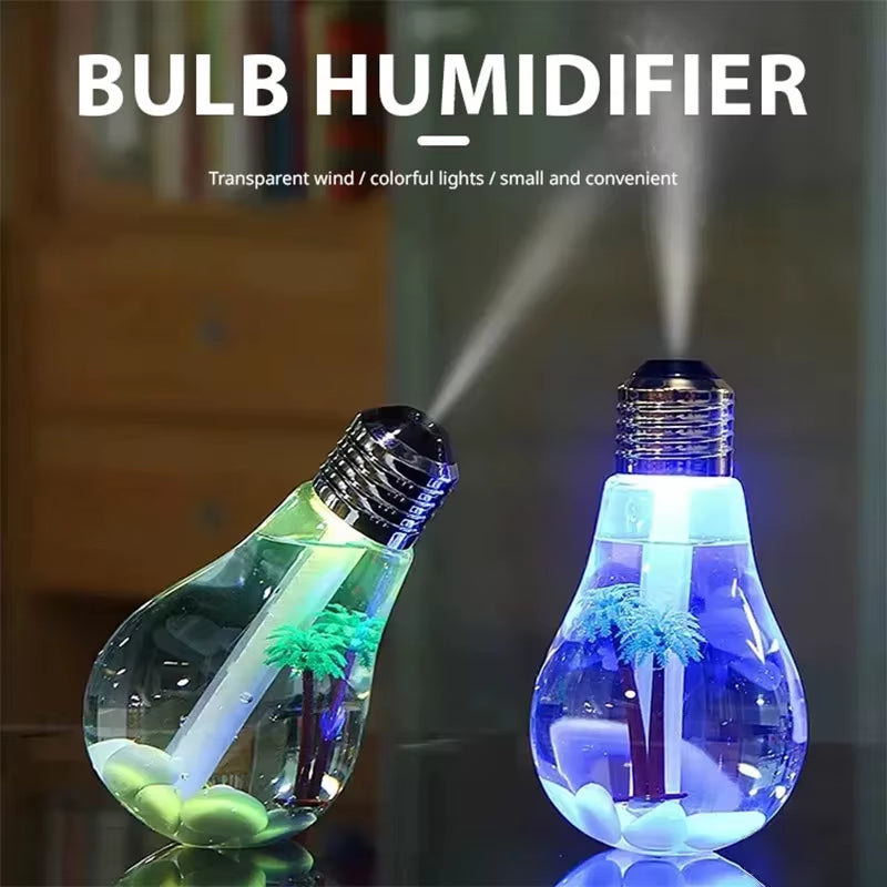 Mini USB Aroma Essential Oil Diffuser Small Bulb Shape Air Humidifier with LED Light Aromatherapy Mist Maker for Home Office